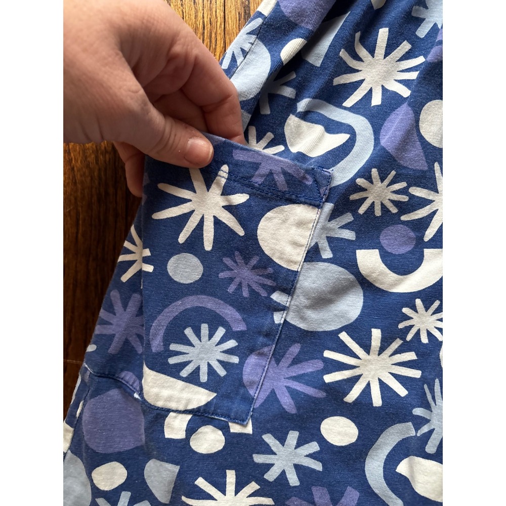 Hanna Andersson Kids Holiday Blue Striped Geometric Mixed Print Pocket Dress 8 - Picture 4 of 5